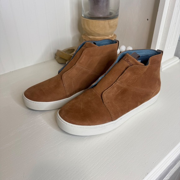 L.L. Bean Shoes - LL Bean Womens Everyday Mid Sneakers Brown Leather Slip On Shoes 520256 Size 11